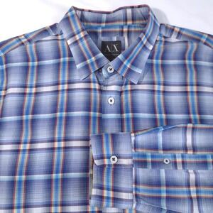 Armani Exchange Men's Collared Button-Up Multicolor Shirt L/G Long Sleeves